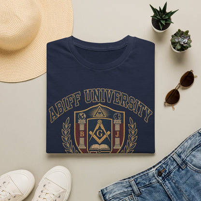 Abiff University Crest T-Shirt — Masonic Vintage College Tee
