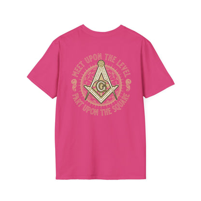 Acanthus Lodge #632 Left Chest, & Back Compass Print. Unisex Softstyle T-Shirt