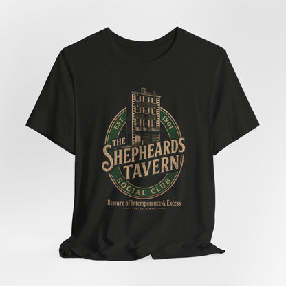 Shepheard's Tavern, Multi Valley, Vintage Pub Tee — 'Beware of Indiscretions & Excess' Logo Shirt