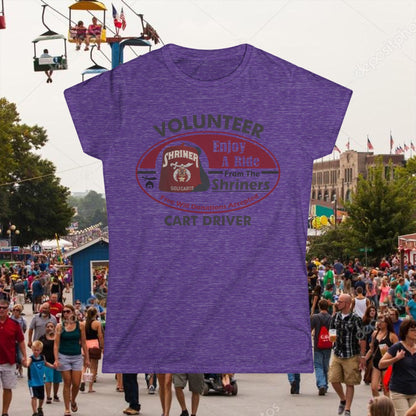 Volunteer Cart Driver T‑Shirt – “Enjoy a Ride from the Shriners” Women’s Tee
