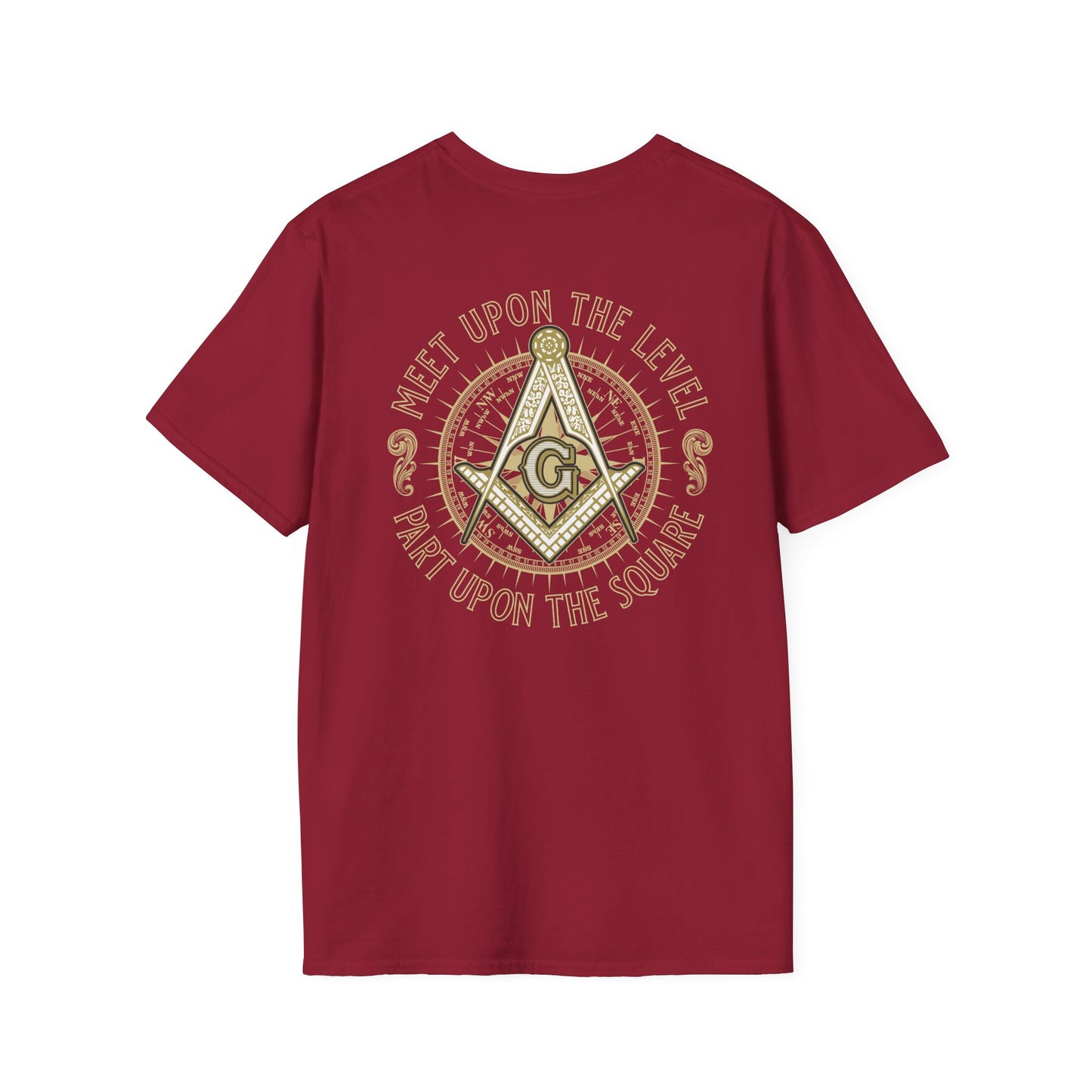 Acanthus Lodge #632 Left Chest, & Back Compass Print. Unisex Softstyle T-Shirt