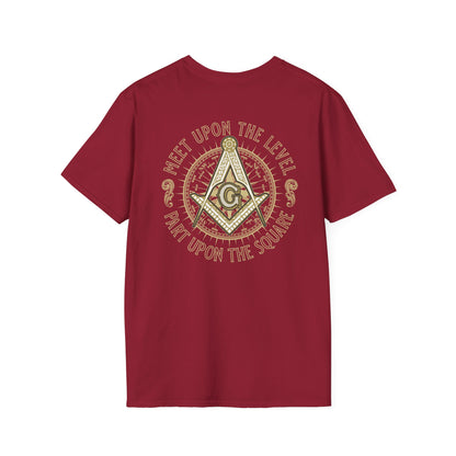 Acanthus Lodge #632 Left Chest, & Back Compass Print. Unisex Softstyle T-Shirt