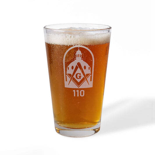 Engraved Capital 110 16oz Pint Mixing Glass — Anniversary Emblem