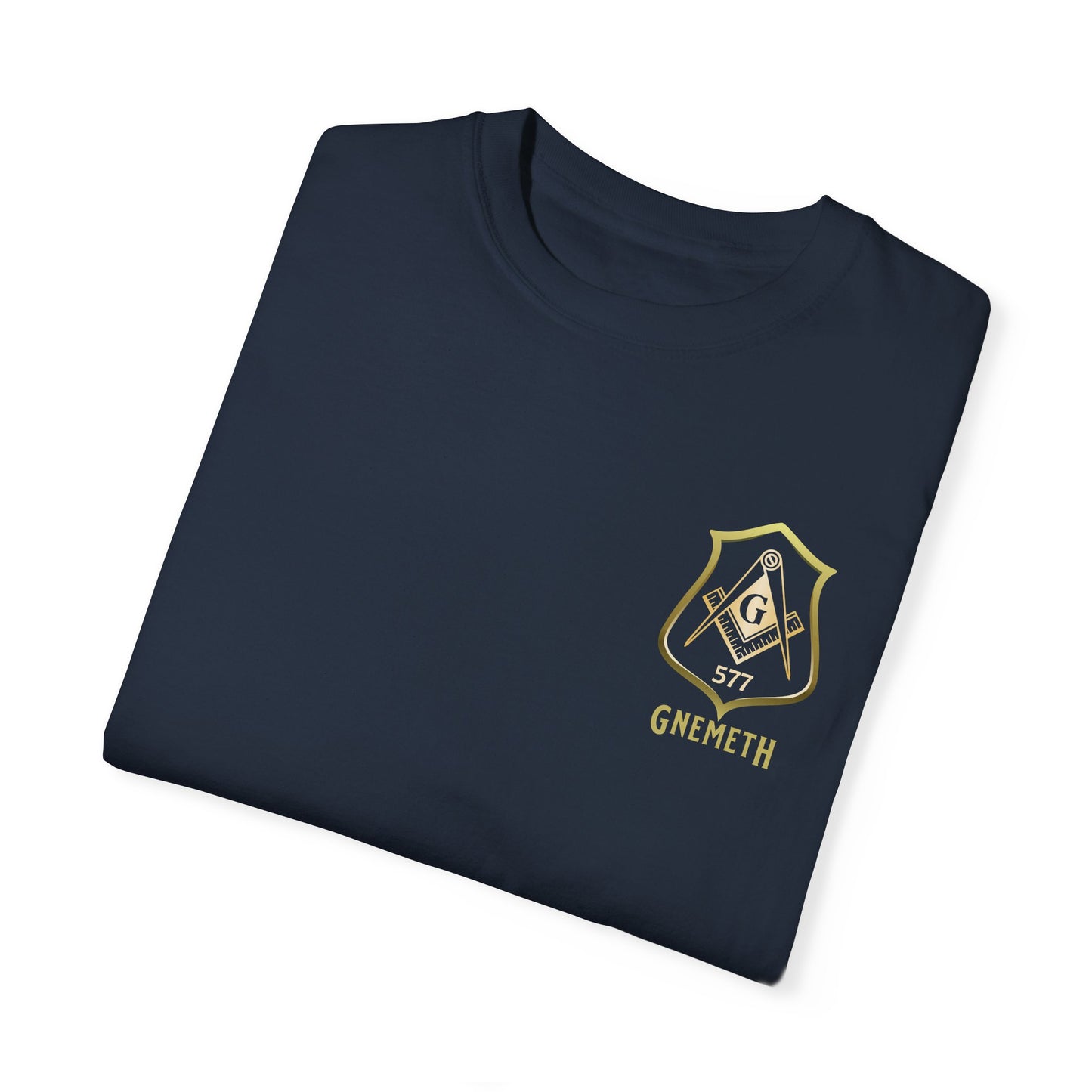 Gnemeth Left Chest Logo, Unisex Garment-Dyed T-Shirt with Vintage Shield Design