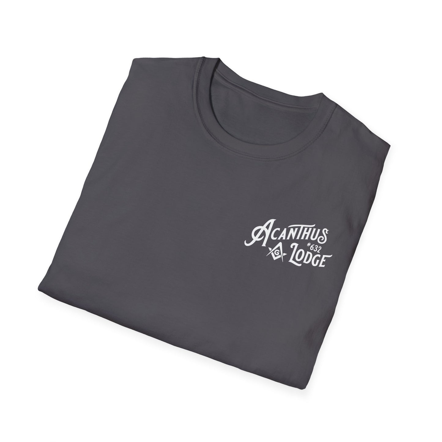 Acanthus Lodge #632 Left Chest logo. Unisex Softstyle T-Shirt