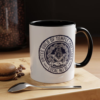 United Guild of Temple Craftsmen Accent Coffee Mug - Perfect Gift for Masons & Craft Enthusiasts