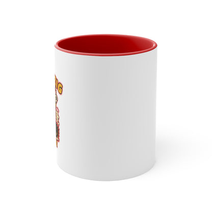 Za-Ga-Zig Trike Life Accent Mug — Vintage Rat Fink Trike Rider Coffee Cup (Pink Accent)