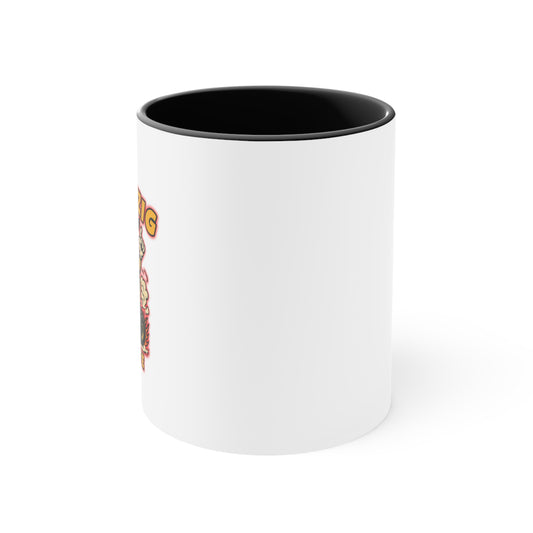 Za-Ga-Zig Trike Life Accent Mug — Vintage Rat Fink Trike Rider Coffee Cup (Pink Accent)