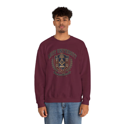 Abiff University Crest Sweatshirt — Vintage Masonic Fraternity Crewneck