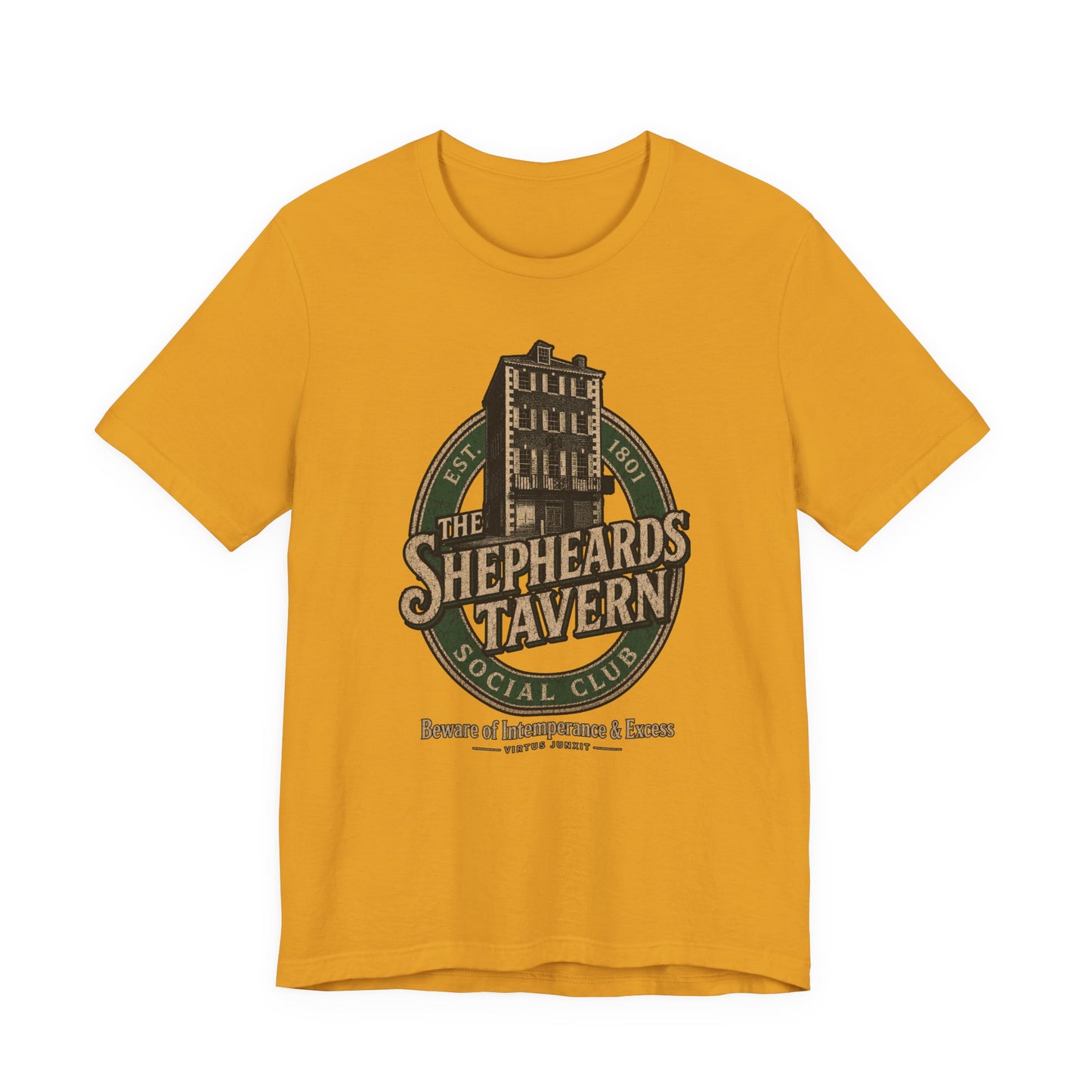 Shepheard's Tavern, Multi Valley, Vintage Pub Tee — 'Beware of Indiscretions & Excess' Logo Shirt