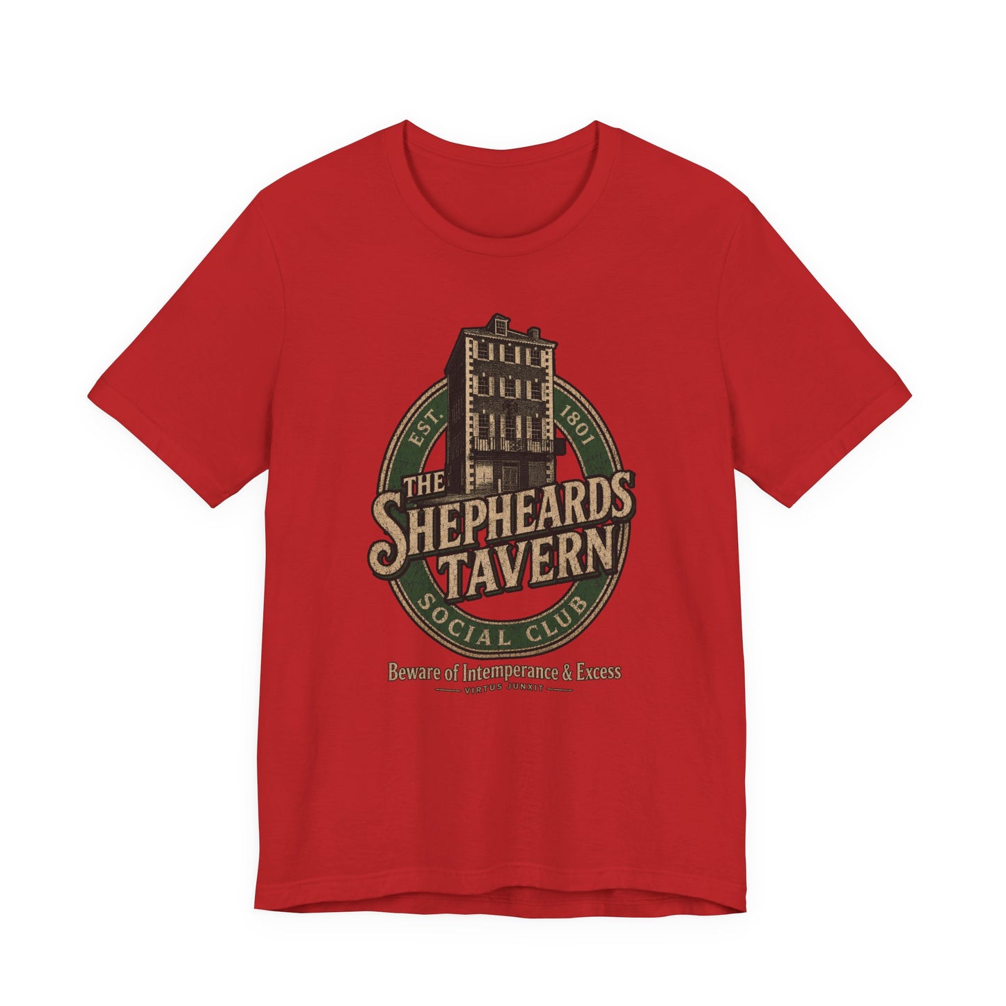 Shepheard's Tavern, Multi Valley, Vintage Pub Tee — 'Beware of Indiscretions & Excess' Logo Shirt
