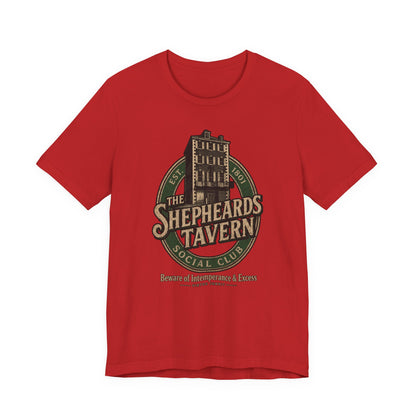 Shepheard's Tavern, Multi Valley, Vintage Pub Tee — 'Beware of Indiscretions & Excess' Logo Shirt