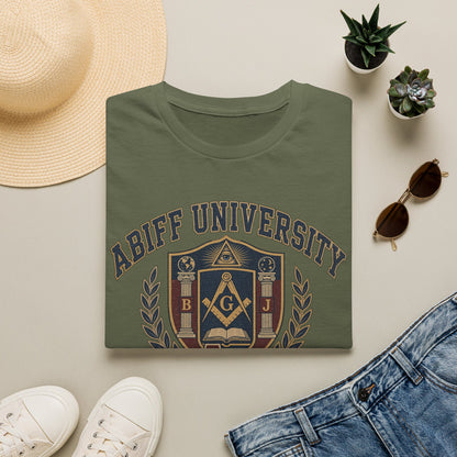Abiff University Crest T-Shirt — Masonic Vintage College Tee