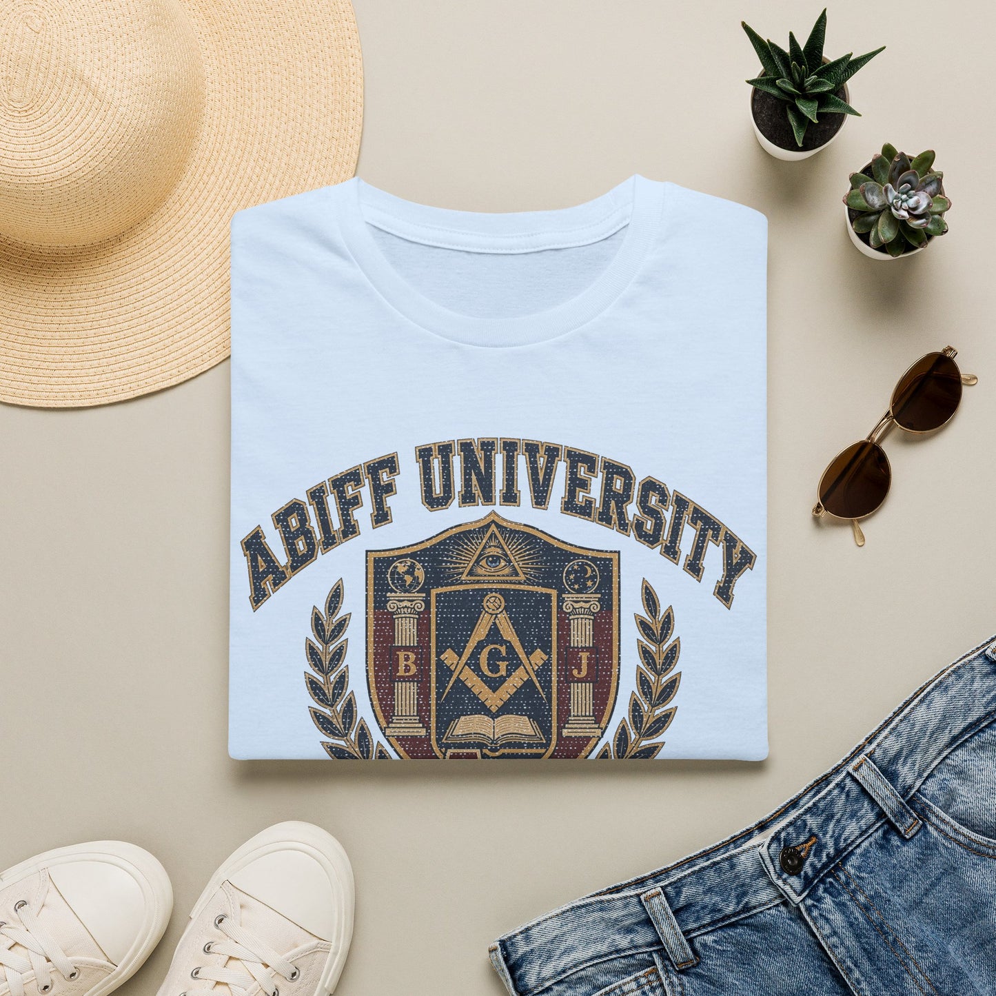 Abiff University Crest T-Shirt — Masonic Vintage College Tee