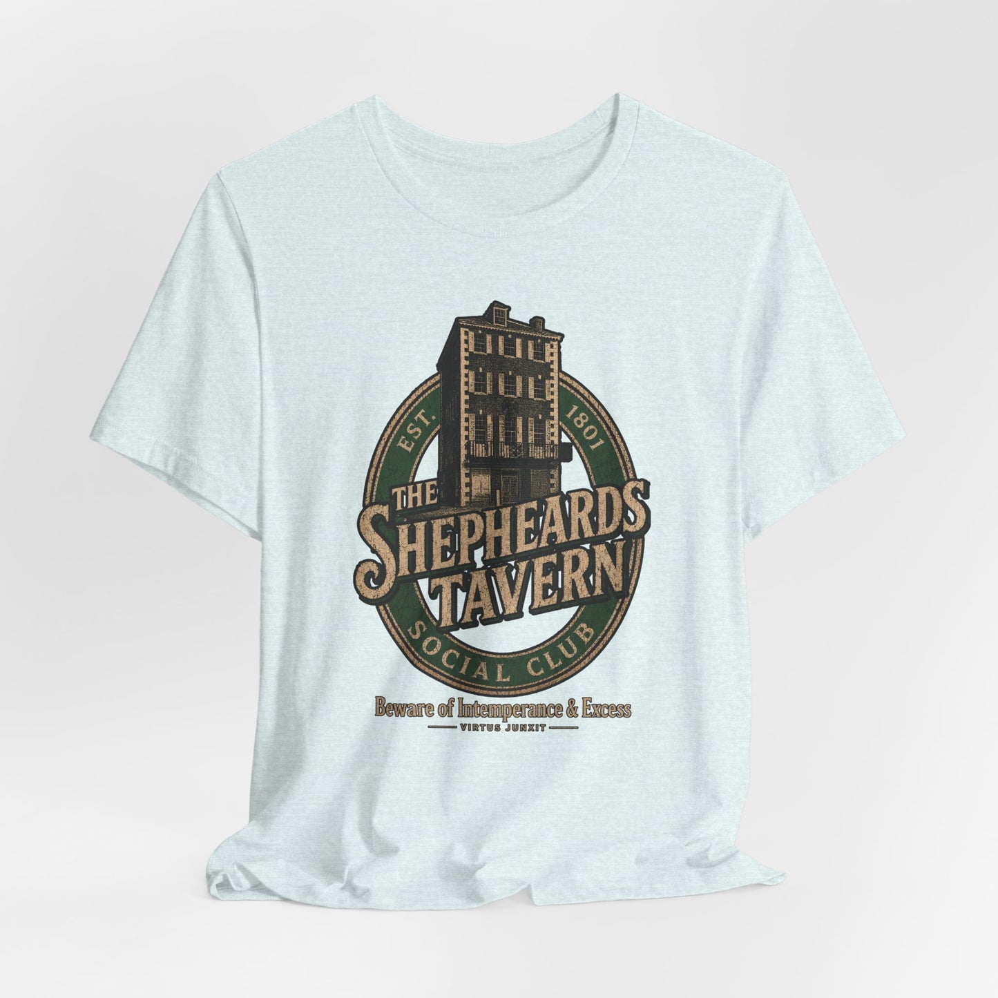 Shepheard's Tavern, Multi Valley, Vintage Pub Tee — 'Beware of Indiscretions & Excess' Logo Shirt