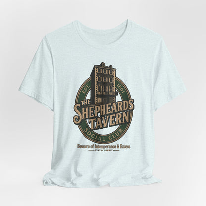 Shepheard's Tavern, Multi Valley, Vintage Pub Tee — 'Beware of Indiscretions & Excess' Logo Shirt