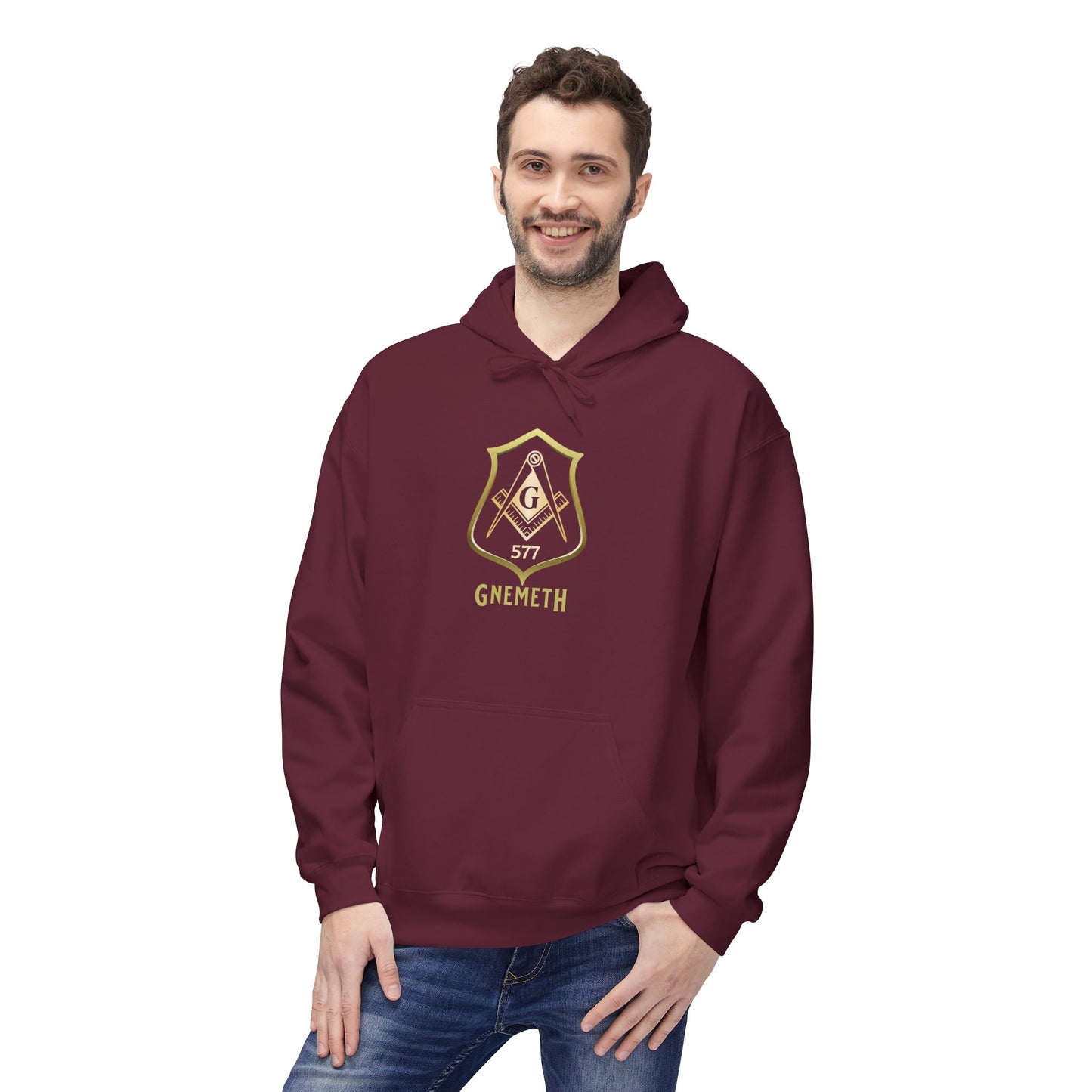 Gnemth Lodge Crest Design, Unisex Midweight Softstyle Fleece Hoodie -