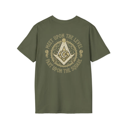 Acanthus Lodge #632 Left Chest, & Back Compass Print. Unisex Softstyle T-Shirt