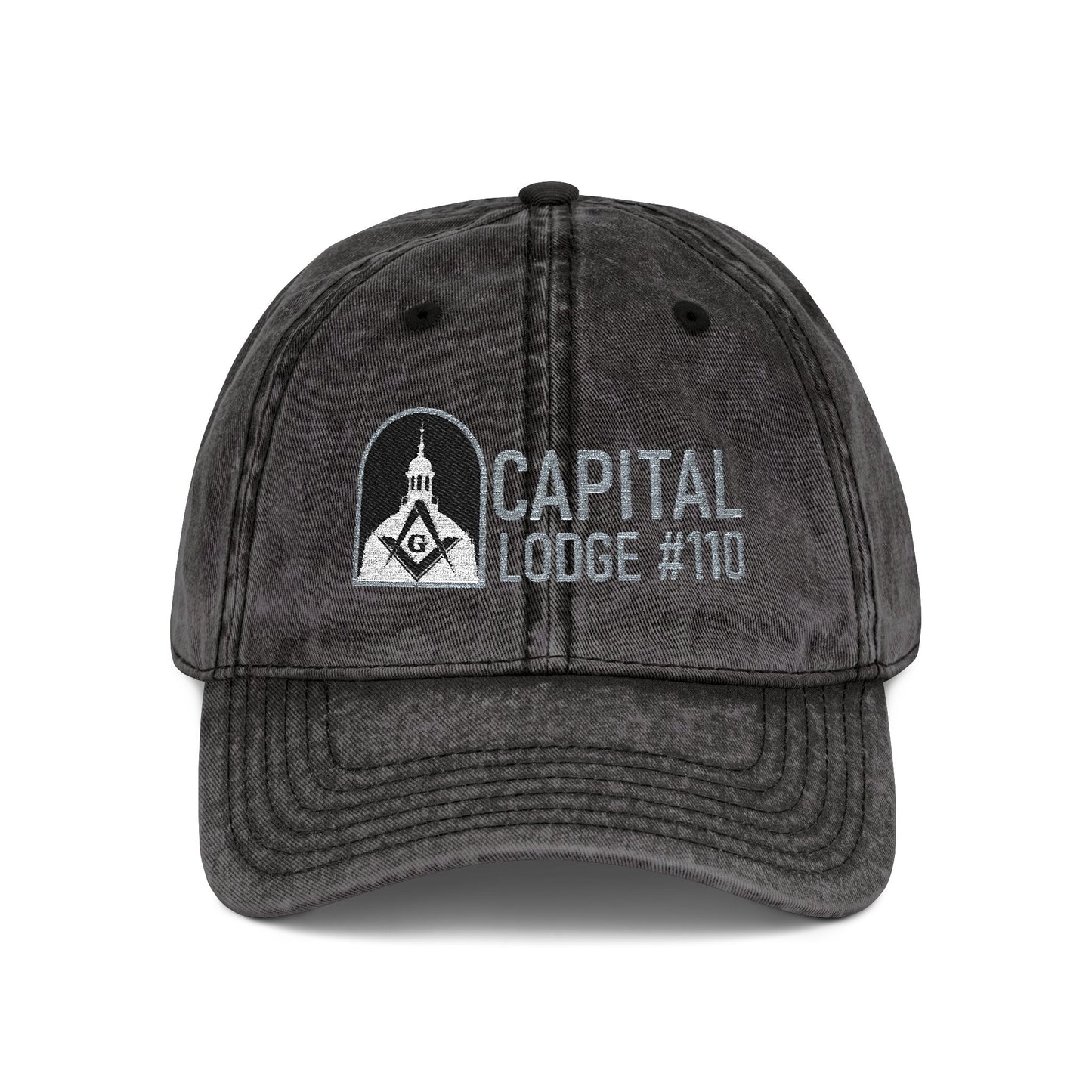 Cap Lodge 110 Vintage Embroidered Cap — "Capital Lodge #110" Masonic Logo Baseball Hat