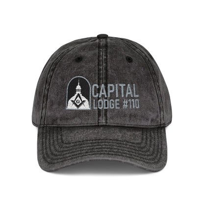Cap Lodge 110 Vintage Embroidered Cap — "Capital Lodge #110" Masonic Logo Baseball Hat