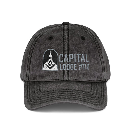 Cap Lodge 110 Vintage Embroidered Cap — "Capital Lodge #110" Masonic Logo Baseball Hat