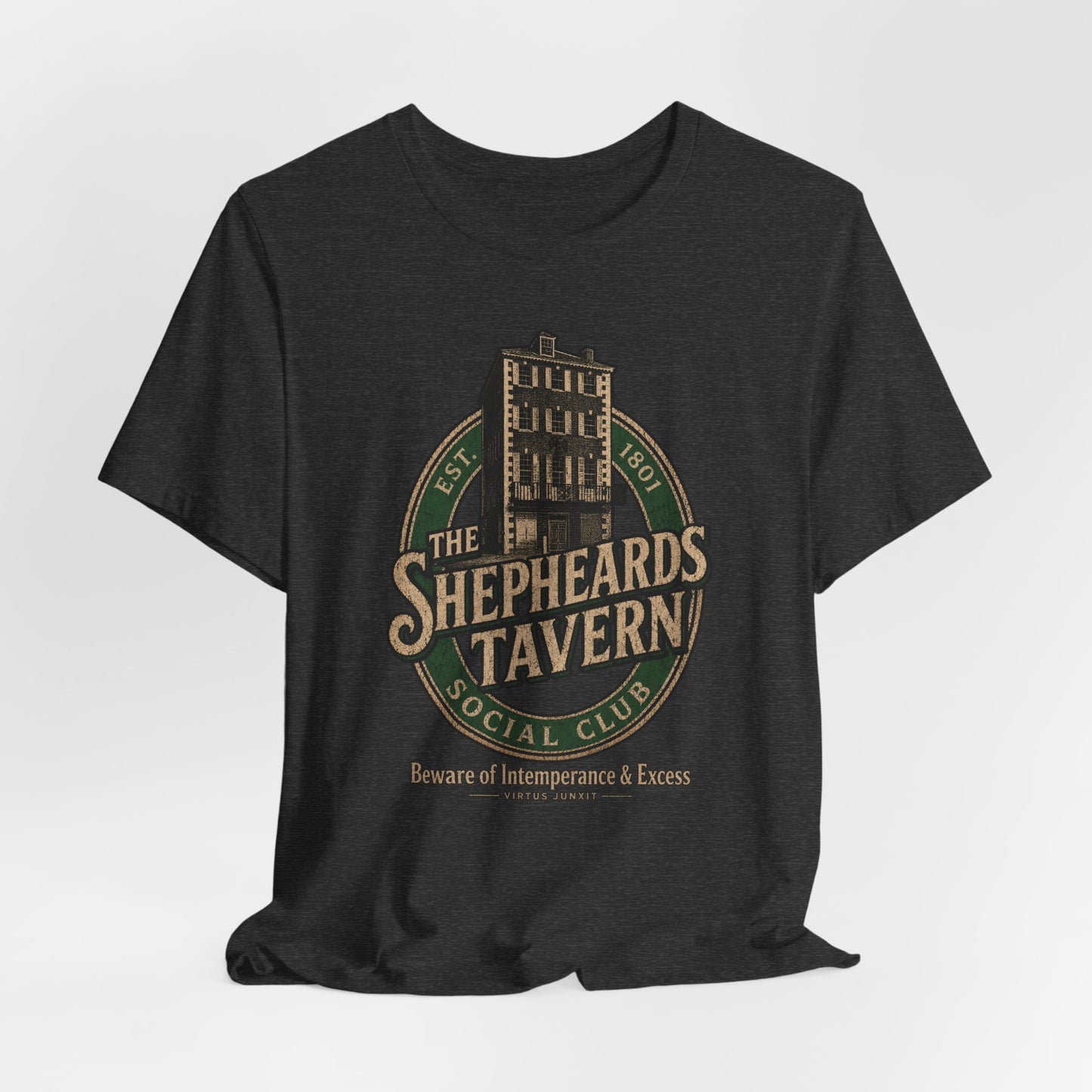 Shepheard's Tavern, Multi Valley, Vintage Pub Tee — 'Beware of Indiscretions & Excess' Logo Shirt