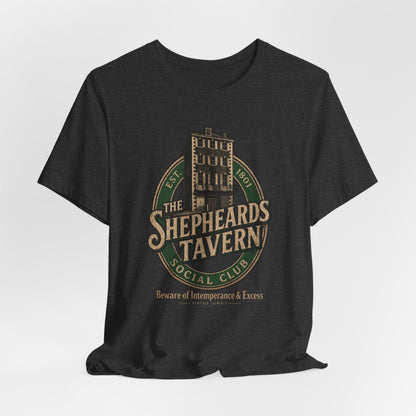 Shepheard's Tavern, Multi Valley, Vintage Pub Tee — 'Beware of Indiscretions & Excess' Logo Shirt