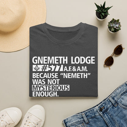 GNEMETH Lodge #5771 A.F. & A.M. T-Shirt — “Because ‘Nemeth’ Was Not Mysterious Enough”