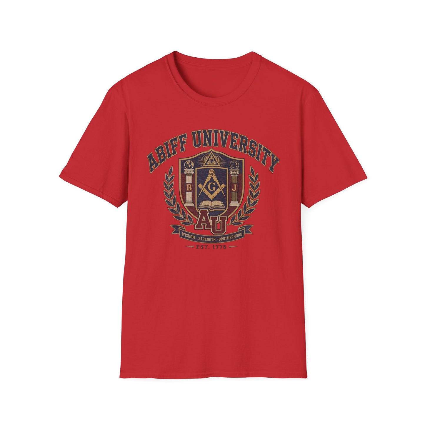 Abiff University Crest T-Shirt — Masonic Vintage College Tee