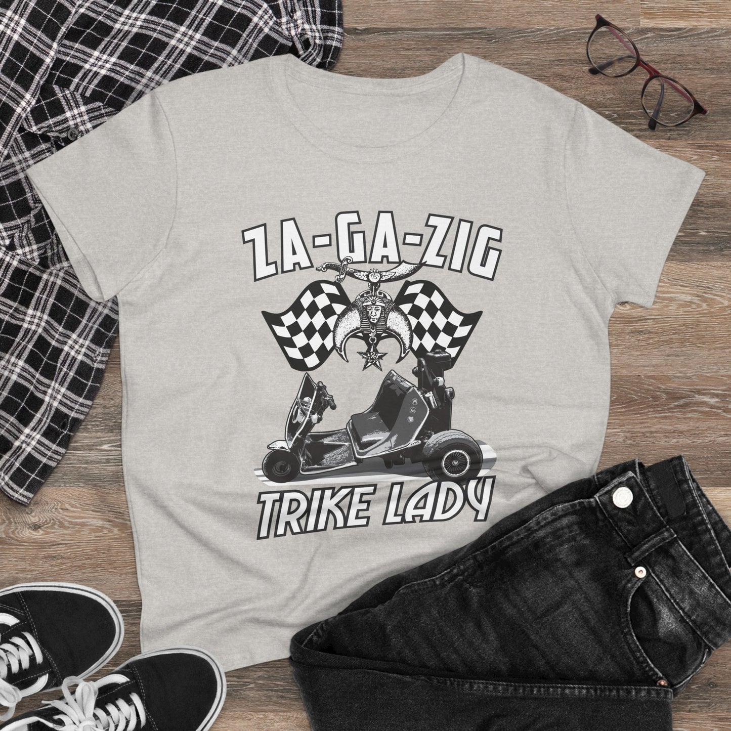 Trike Lady Graphic Tee - Fun Midweight Cotton T-Shirt for Trike Enthusiasts