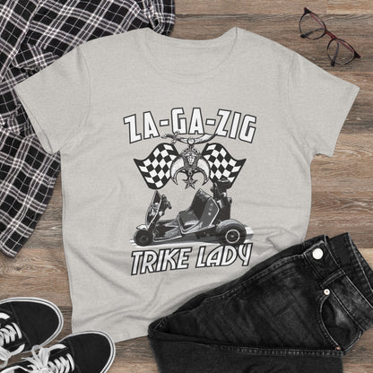 Trike Lady Graphic Tee - Fun Midweight Cotton T-Shirt for Trike Enthusiasts