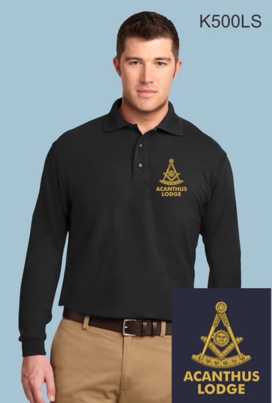 Acanthus Master Mason Long Sleeve POLO, K500LS Port Authority® Silk Touch™