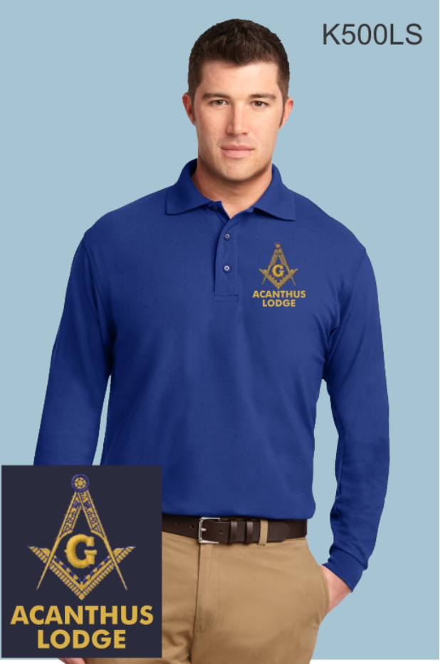 Acanthus Master Mason Long Sleeve POLO, K500LS Port Authority® Silk Touch™
