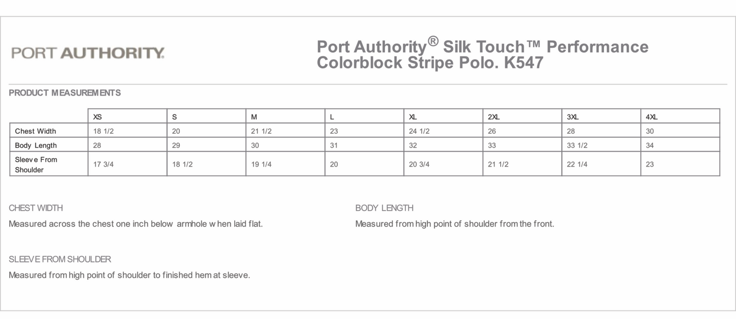 Past Master Acanthus, Port Authority® Silk Touch™ Performance Colorblock Stripe Polo K547 (Copy)