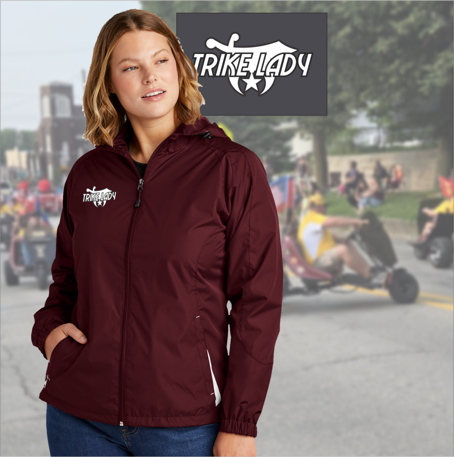 Trike Lady Hooded Raglan Jacket, LST76